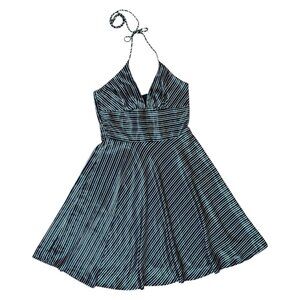 Charlotte Russe Striped Halter Midi Dress Black & White Women's Size L